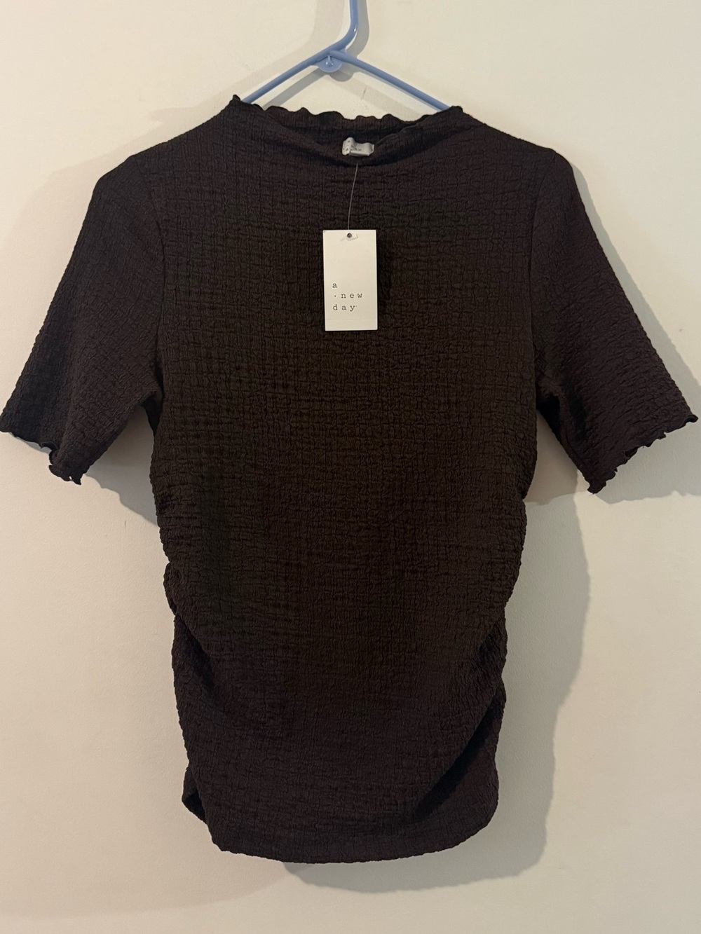 a new day brown textured mock neck top